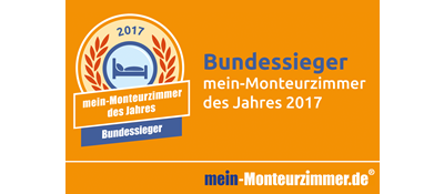 Bundessiegerplakette - mein-Monteurzimmer des Jahres 2017 Bundessiegerplakette - mein-Monteurzimmer des Jahres 2017