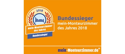 Bundessiegerplakette - mein-Monteurzimmer des Jahres 2018 Bundessiegerplakette - mein-Monteurzimmer des Jahres 2018