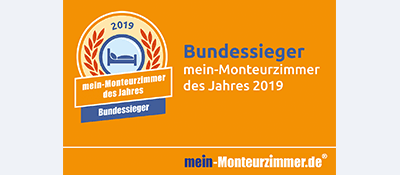 Bundessiegerplakette - mein-Monteurzimmer des Jahres 2019 Bundessiegerplakette - mein-Monteurzimmer des Jahres 2019