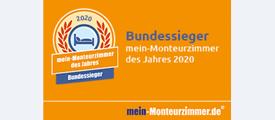 Bundessiegerplakette - mein-Monteurzimmer des Jahres 2020 Bundessiegerplakette - mein-Monteurzimmer des Jahres 2020